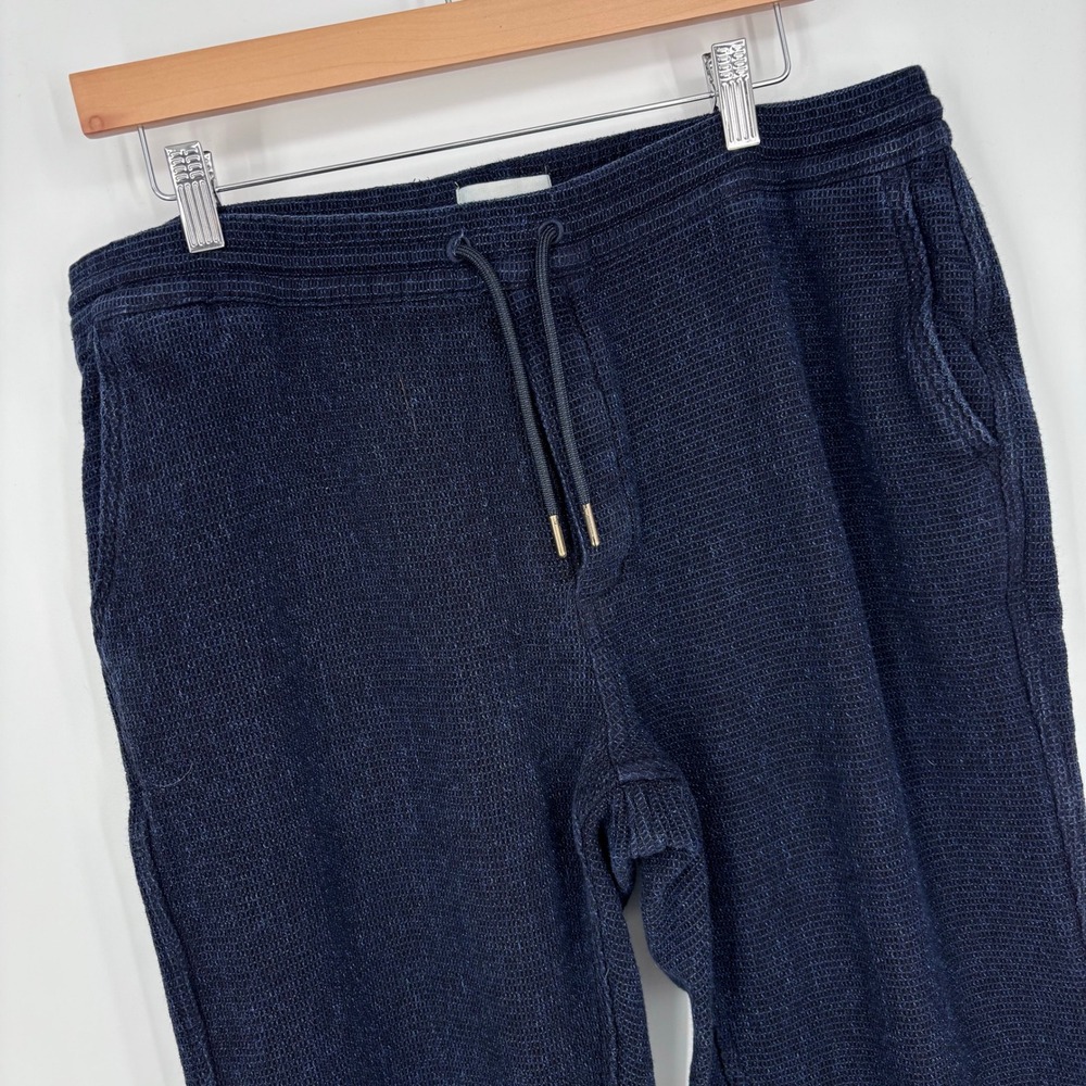 Taylor Stitch The Apres Pants Waffle Knit Jogger Mens XL Navy Blue Sashiko